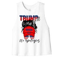 Trump Girl No Apologies Patriotic American Women's Racerback Cropped Tank