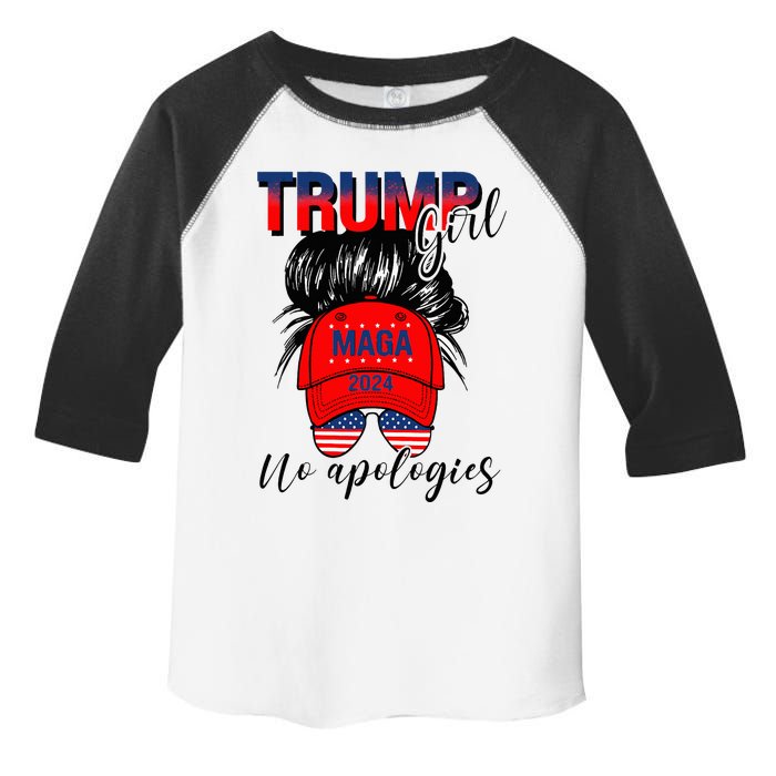 Trump Girl No Apologies Patriotic American Toddler Fine Jersey T-Shirt