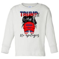 Trump Girl No Apologies Patriotic American Toddler Long Sleeve Shirt