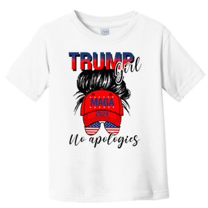 Trump Girl No Apologies Patriotic American Toddler T-Shirt