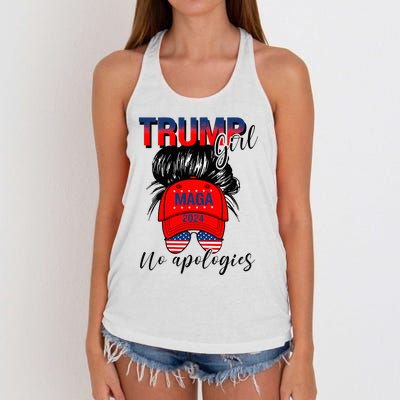 Trump Girl No Apologies Patriotic American Women's Knotted Racerback Tank