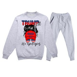 Trump Girl No Apologies Patriotic American Premium Crewneck Sweatsuit Set