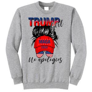 Trump Girl No Apologies Patriotic American Tall Sweatshirt