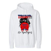 Trump Girl No Apologies Patriotic American Garment-Dyed Fleece Hoodie