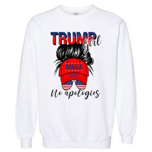 Trump Girl No Apologies Patriotic American Garment-Dyed Sweatshirt