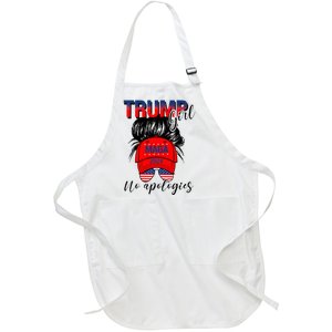 Trump Girl No Apologies Patriotic American Full-Length Apron With Pockets