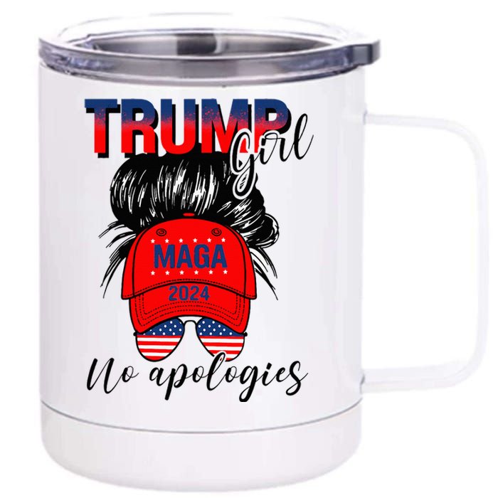 Trump Girl No Apologies Patriotic American 12 oz Stainless Steel Tumbler Cup