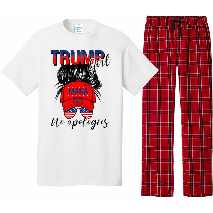 Trump Girl No Apologies Patriotic American Pajama Set