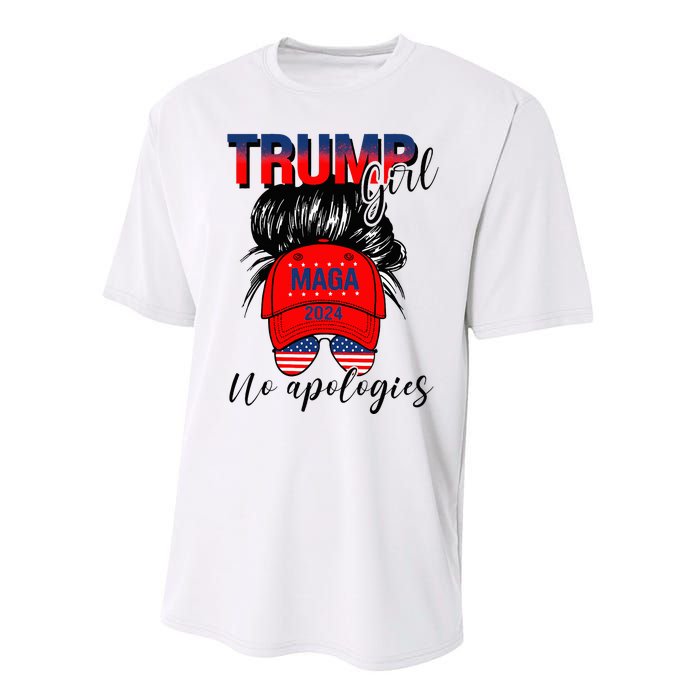 Trump Girl No Apologies Patriotic American Performance Sprint T-Shirt