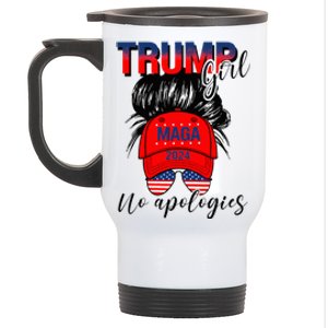 Trump Girl No Apologies Patriotic American Stainless Steel Travel Mug