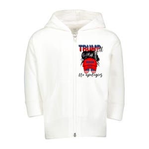 Trump Girl No Apologies Patriotic American Trump 2024 Toddler Zip Fleece Hoodie