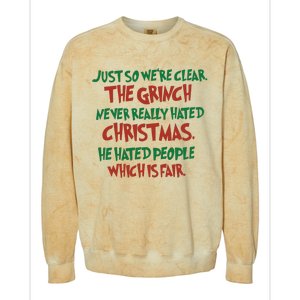 The Grinc Never Really Hated Christmas Funny Colorblast Crewneck Sweatshirt