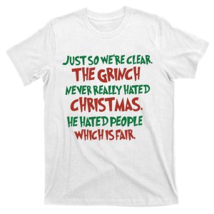 The Grinc Never Really Hated Christmas Funny T-Shirt