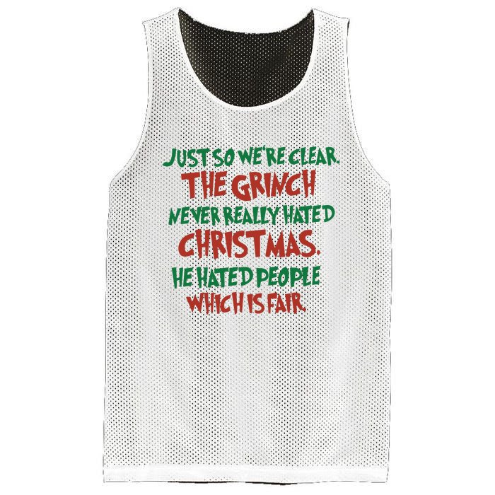 The Grinc Never Really Hated Christmas Funny Mesh Reversible Basketball Jersey Tank