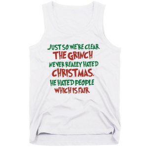 The Grinc Never Really Hated Christmas Funny Tank Top