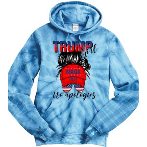 Trump Girl No Apologies Patriotic American Trump 2024 Tie Dye Hoodie