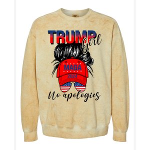 Trump Girl No Apologies Patriotic American Trump 2024 Colorblast Crewneck Sweatshirt