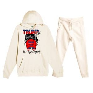 Trump Girl No Apologies Patriotic American Trump 2024 Premium Hooded Sweatsuit Set