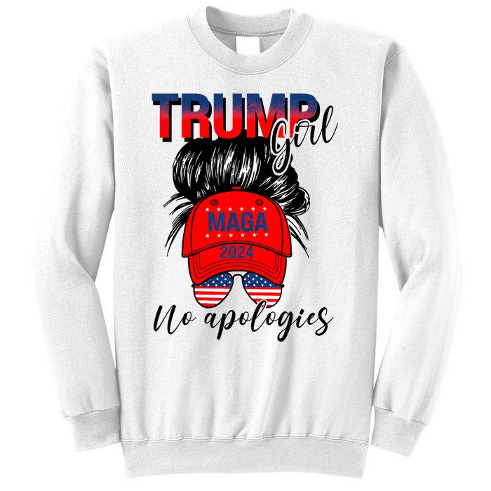 Trump Girl No Apologies Patriotic American Trump 2024 Sweatshirt