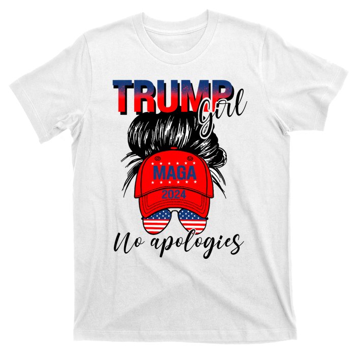 Trump Girl No Apologies Patriotic American Trump 2024 T-Shirt