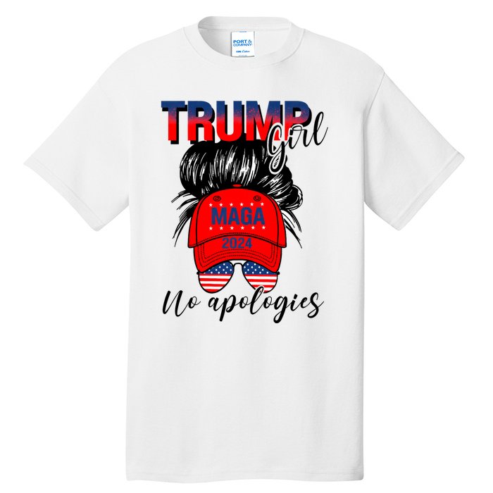 Trump Girl No Apologies Patriotic American Trump 2024 Tall T-Shirt