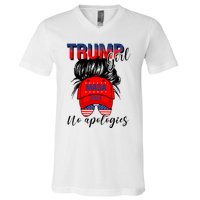 Trump Girl No Apologies Patriotic American Trump 2024 V-Neck T-Shirt