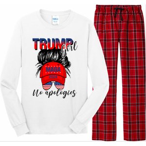 Trump Girl No Apologies Patriotic American Trump 2024 Long Sleeve Pajama Set