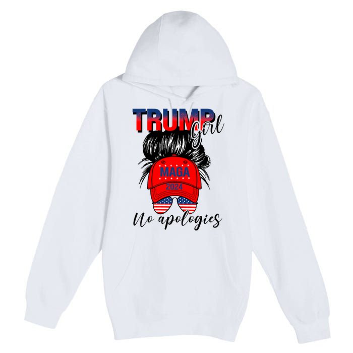 Trump Girl No Apologies Patriotic American Trump 2024 Premium Pullover Hoodie