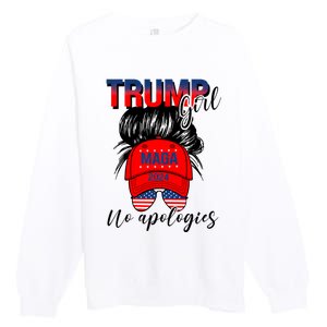 Trump Girl No Apologies Patriotic American Trump 2024 Premium Crewneck Sweatshirt