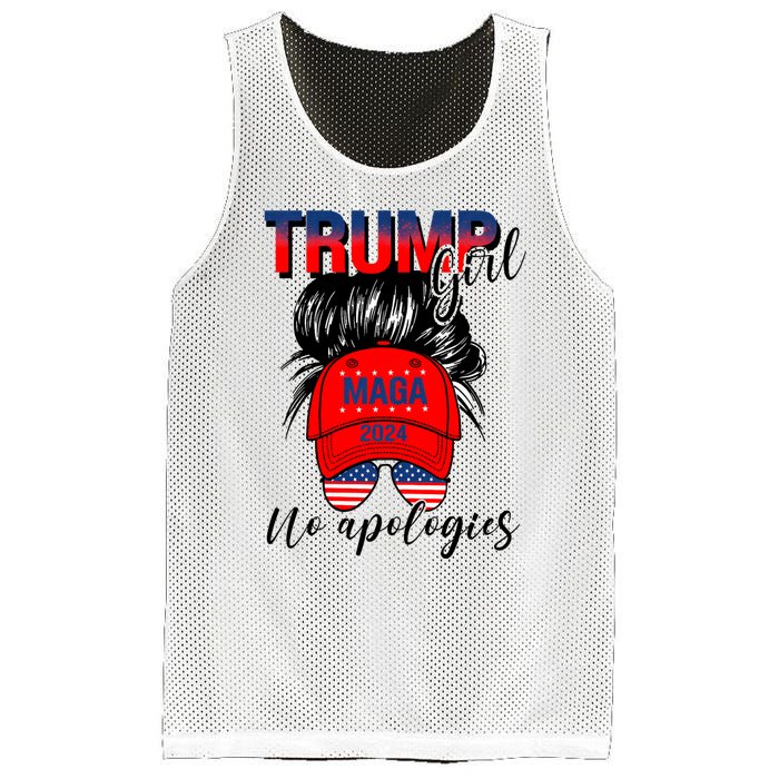 Trump Girl No Apologies Patriotic American Trump 2024 Mesh Reversible Basketball Jersey Tank