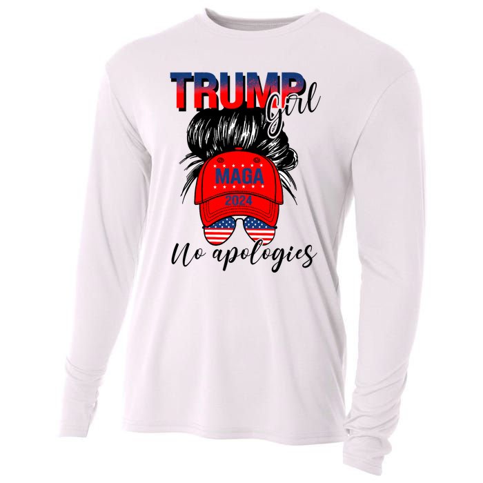 Trump Girl No Apologies Patriotic American Trump 2024 Cooling Performance Long Sleeve Crew