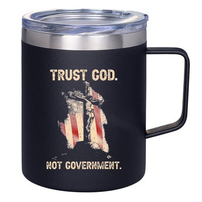 Trust God Not Government Christian Faith Cross Us Flag 12oz Stainless Steel Coffee Mug
