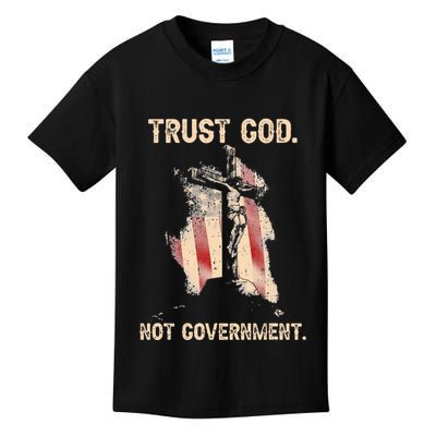 Trust God Not Government Christian Faith Cross Us Flag Kids T-Shirt