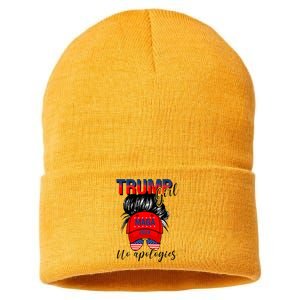 Trump Girl No Apologies Patriotic American Sustainable Knit Beanie