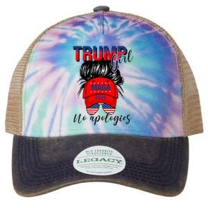 Trump Girl No Apologies Patriotic American Legacy Tie Dye Trucker Hat