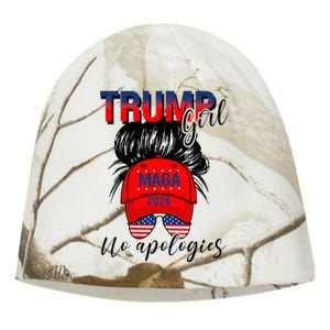 Trump Girl No Apologies Patriotic American Kati - Camo Knit Beanie