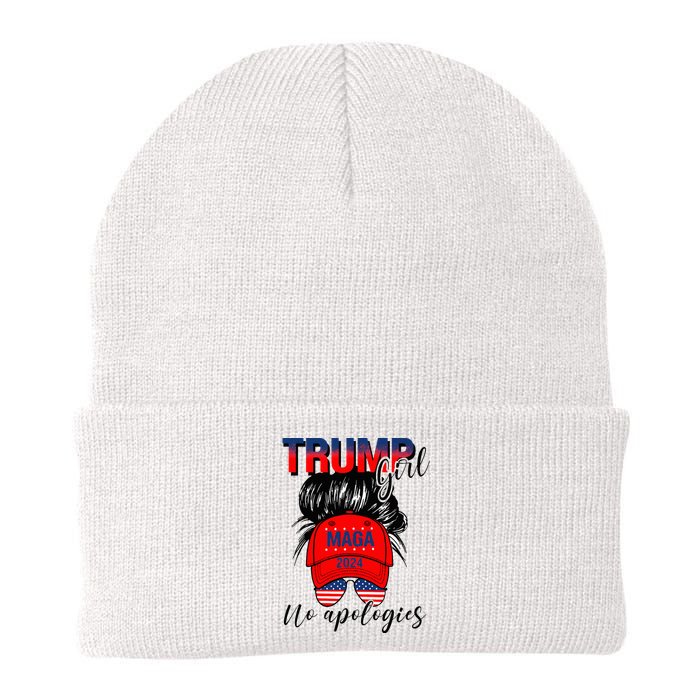 Trump Girl No Apologies Patriotic American Knit Cap Winter Beanie