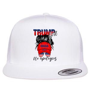 Trump Girl No Apologies Patriotic American Flat Bill Trucker Hat