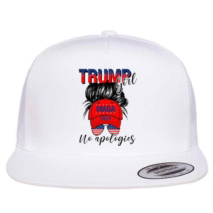 Trump Girl No Apologies Patriotic American Flat Bill Trucker Hat