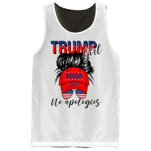 Trump Girl No Apologies Patriotic American Mesh Reversible Basketball Jersey Tank