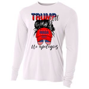 Trump Girl No Apologies Patriotic American Cooling Performance Long Sleeve Crew