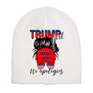 Trump Girl No Apologies Patriotic American Short Acrylic Beanie