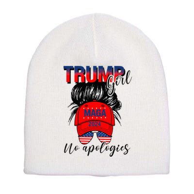 Trump Girl No Apologies Patriotic American Short Acrylic Beanie