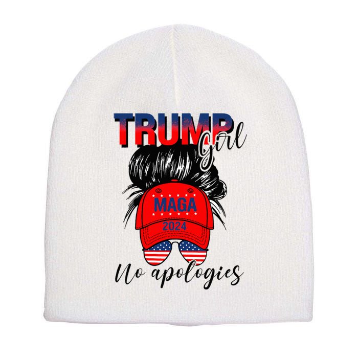 Trump Girl No Apologies Patriotic American Short Acrylic Beanie