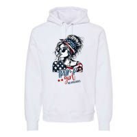 Trump Girl No Apologies Messy Bun Trump 2024 American Flag Premium Hoodie