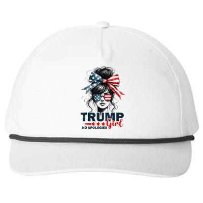 Trump Girl No Apologies Messy Bun Sunglasses Trump 2024 Usa Snapback Five-Panel Rope Hat