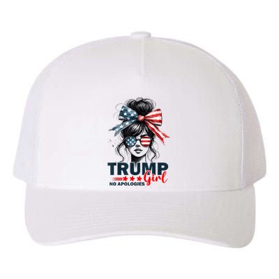 Trump Girl No Apologies Messy Bun Sunglasses Trump 2024 Usa Yupoong Adult 5-Panel Trucker Hat