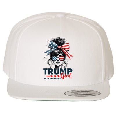 Trump Girl No Apologies Messy Bun Sunglasses Trump 2024 Usa Wool Snapback Cap