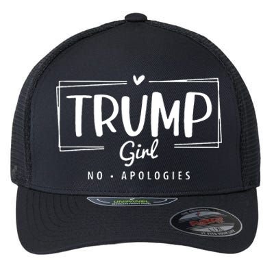 Trump Girl No Apologies Election 2024 Flexfit Unipanel Trucker Cap