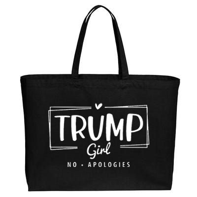 Trump Girl No Apologies Election 2024 Cotton Canvas Jumbo Tote